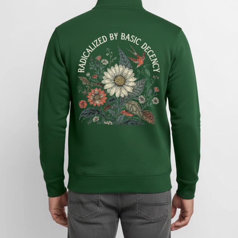 Radicalized By Basic Decency Retro Shirt Unisex Organic Zip Sweatshirt by Stanley/Stella