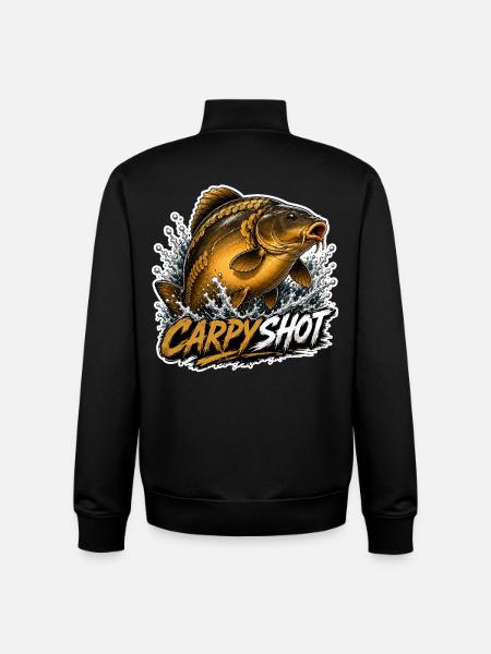 Carpyshot Mirror Carp Fishing Design - Unisex Organic Zip Sweatshirt by Stanley/Stella - black