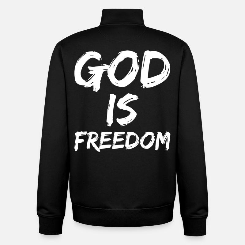 Dieu est la liberté - Sweat zippé unisexe en coton bio Stanley/Stella - noir