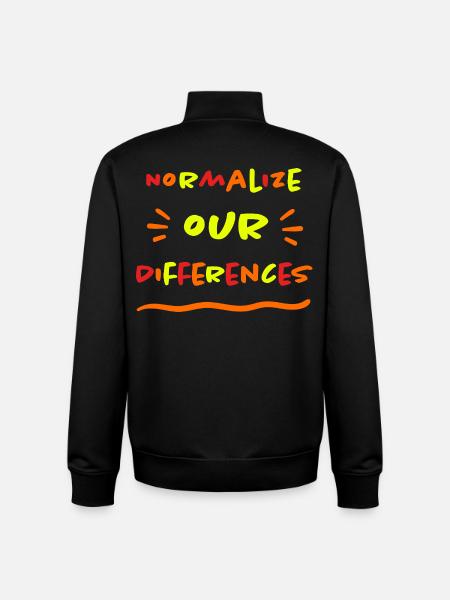 Normalisez nos différences - Inclusion - néon - Sweat zippé unisexe en coton bio Stanley/Stella - noir