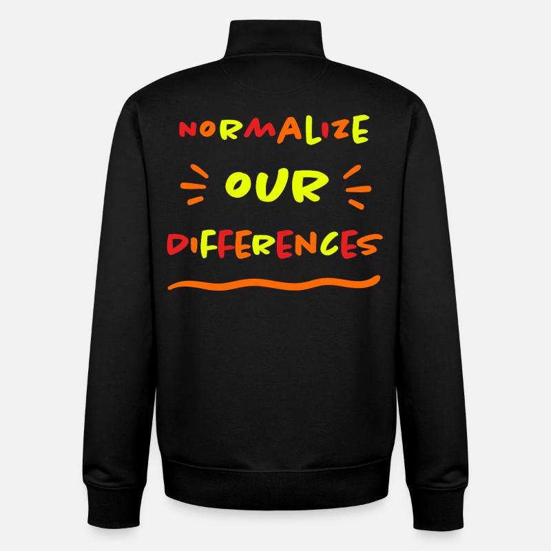 Normalize our Differences - Inclusion - neon - Unisex Organic Zip Sweatshirt by Stanley/Stella - black