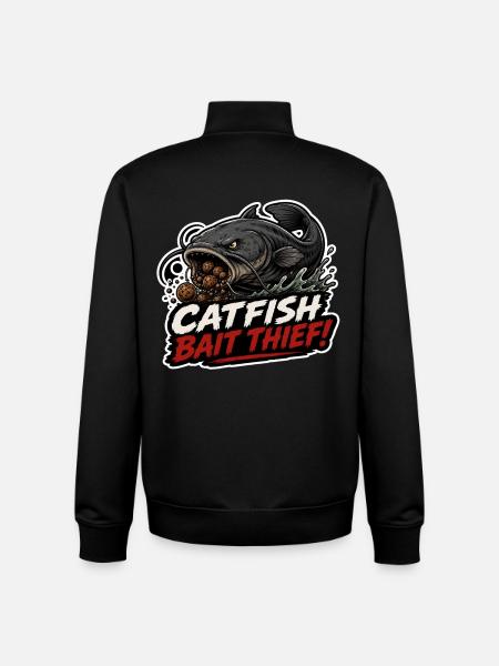 Catfish Bait Thief Carp Fishing Design - Unisex Organic Zip Sweatshirt by Stanley/Stella - black