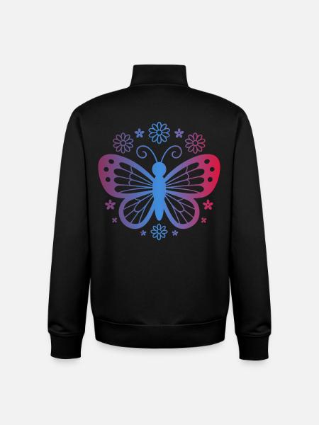 Gradient butterfly with flowers - Unisex Organic Zip Sweatshirt by Stanley/Stella - black