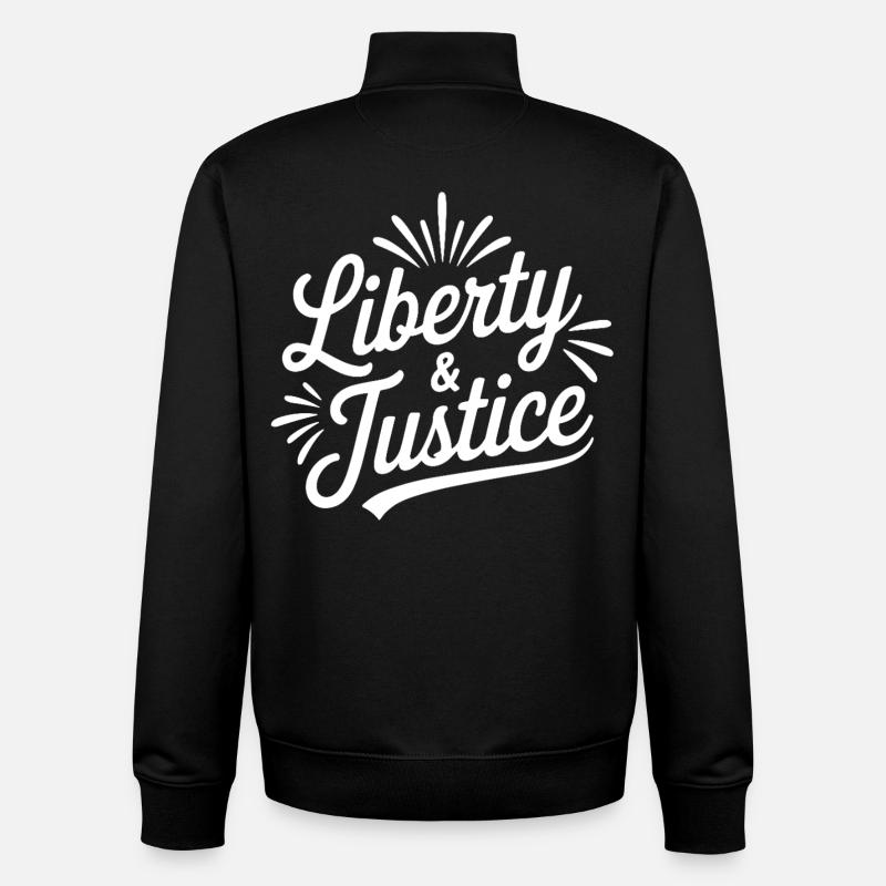 Scénario de Liberté & Justice - Sweat zippé unisexe en coton bio Stanley/Stella - noir