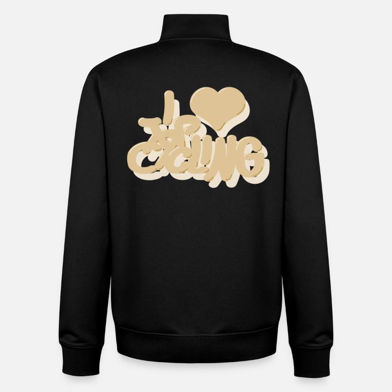 I_love_Cycling_beige - Unisex Organic Zip Sweatshirt von Stanley/Stella - Schwarz