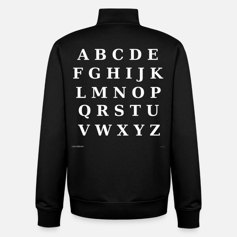 Alphabet latin (blanc) - Sweat zippé unisexe en coton bio Stanley/Stella - noir
