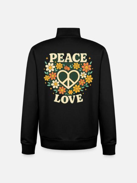 peace love - Unisex Organic Zip Sweatshirt by Stanley/Stella - black