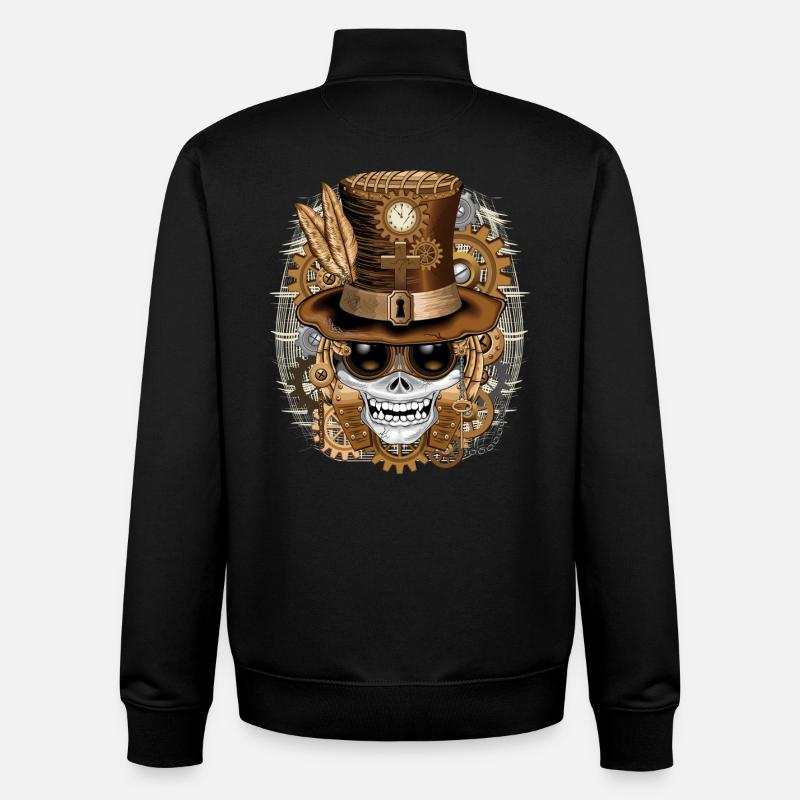 Skull Steampunk Voodoo - Unisex Organic Zip Sweatshirt by Stanley/Stella - black