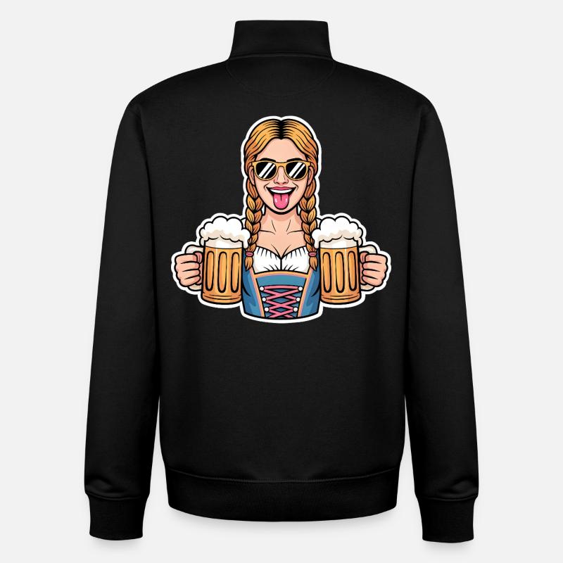 Drindl Beer Bondine - Sweat zippé unisexe en coton bio Stanley/Stella - noir