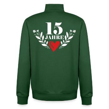 15 Jahre Jubiläum Lorbeerkranz - Unisex Organic Zip Sweatshirt von Stanley/Stella - Flaschengrün - Hinten - AI Model Male 185 dark (185cm)