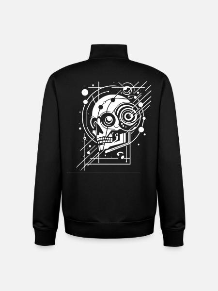 Cyber Skull Geometry Neon - Unisex Organic Zip Sweatshirt by Stanley/Stella - black