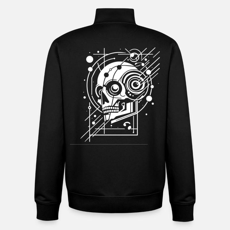 Géométrie du Crâne Cyber Néon - Sweat zippé unisexe en coton bio Stanley/Stella - noir