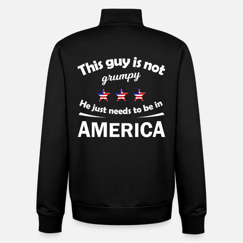 Not Grumpy Guy in America - Unisex Organic Zip Sweatshirt von Stanley/Stella - Schwarz