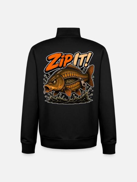 Zip It! Carp Fishing Design - Unisex Organic Zip Sweatshirt by Stanley/Stella - black