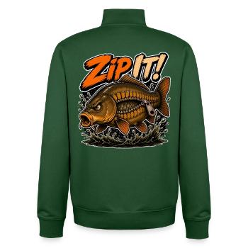 Halt die Klappe! Karpfenfischen-Design - Unisex Organic Zip Sweatshirt von Stanley/Stella - Flaschengrün - Hinten - AI Model Male 185 dark (185cm)
