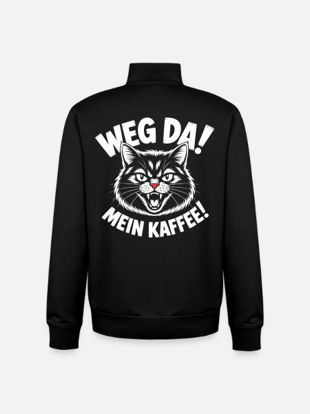 Kaffee-Katze: Weg Da! - Unisex Organic Zip Sweatshirt von Stanley/Stella - Schwarz