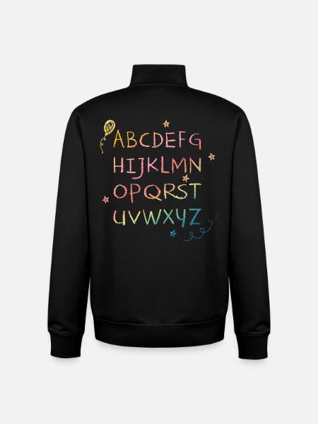Rainbow Chalk Alphabet with Asterisks - Unisex Organic Zip Sweatshirt by Stanley/Stella - black
