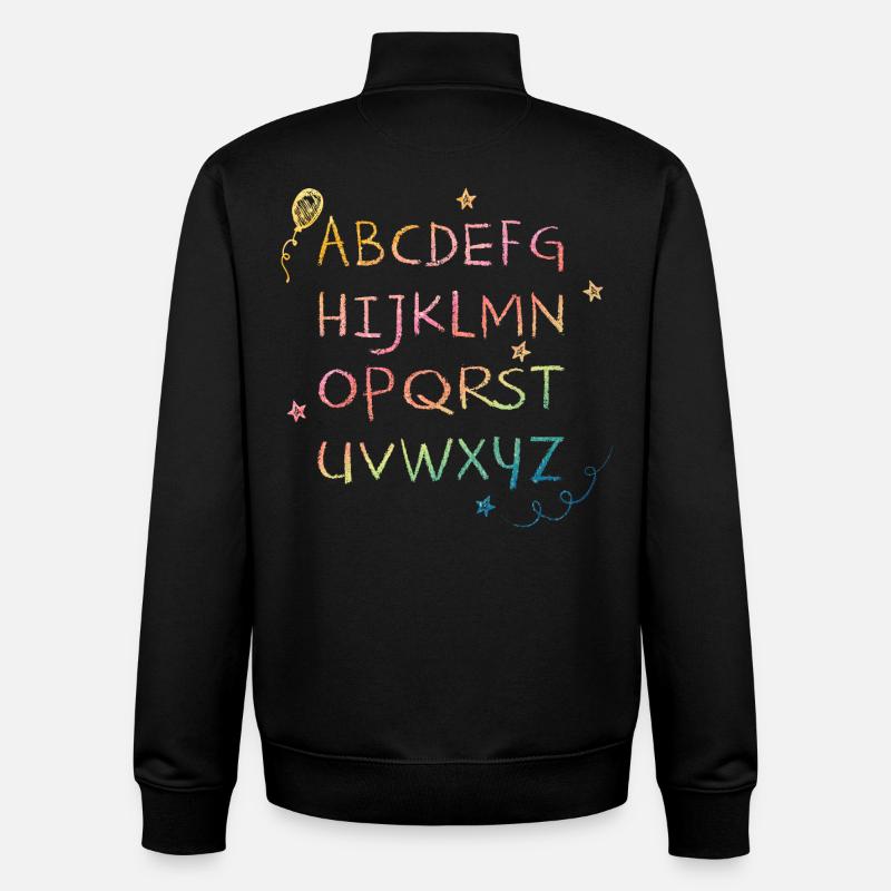 Alphabet craie arc-en-ciel avec astérisques - Sweat zippé unisexe en coton bio Stanley/Stella - noir