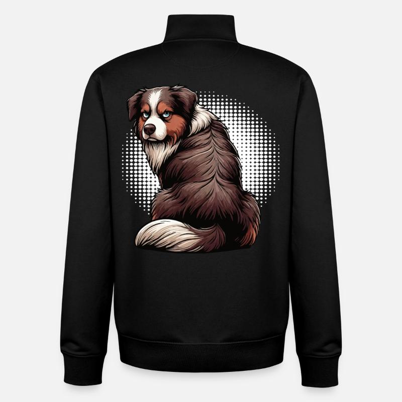 Berger australien Aussie Aussie Propriétaires Aussies - Sweat zippé unisexe en coton bio Stanley/Stella - noir