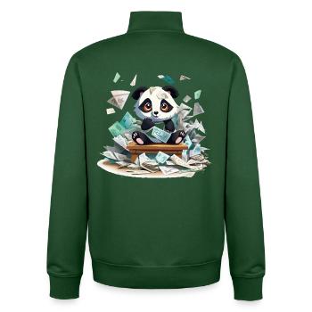 Panda Geldregen am Tisch - Unisex Organic Zip Sweatshirt von Stanley/Stella - Flaschengrün - Hinten - AI Model Male 185 dark (185cm)