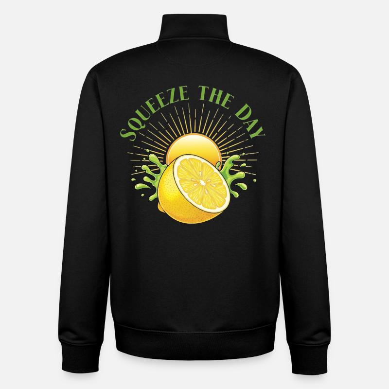 Squeeze the Day Lemon Splash - Unisex Organic Zip Sweatshirt by Stanley/Stella - black