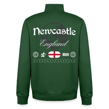 Newcastle England Streetwear Travel Souvenir - Unisex Organic Zip Sweatshirt by Stanley/Stella - bottle green - Back - AI Model Male 185 dark (185cm)