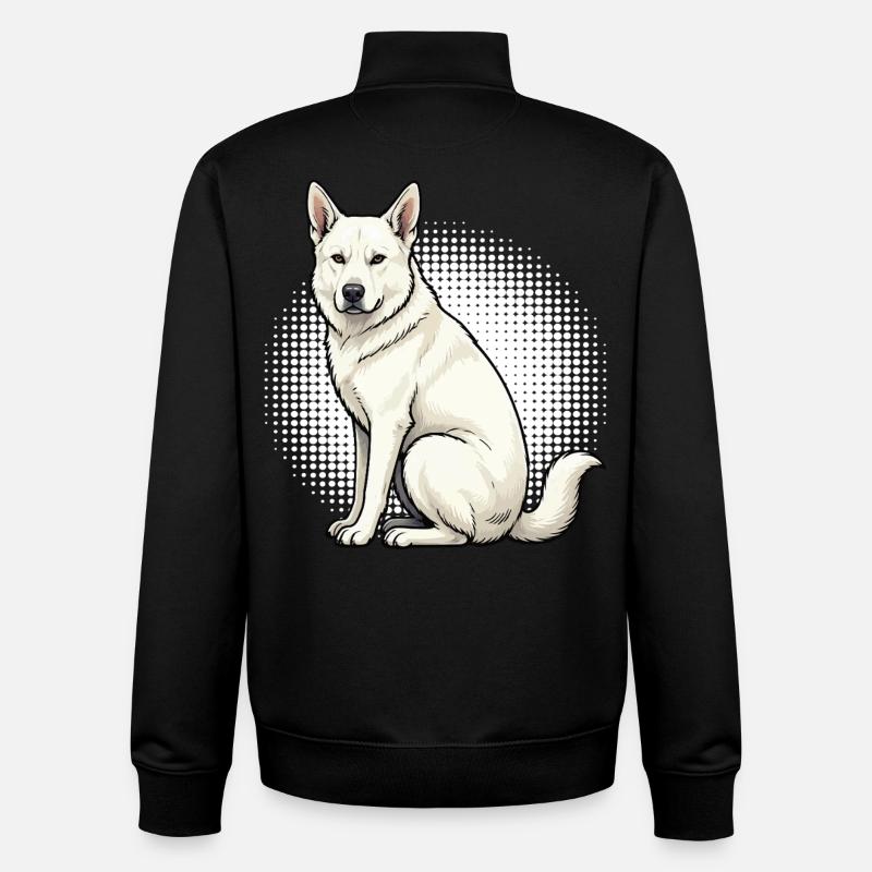 Chiens bergers blancs bergers - Sweat zippé unisexe en coton bio Stanley/Stella - noir