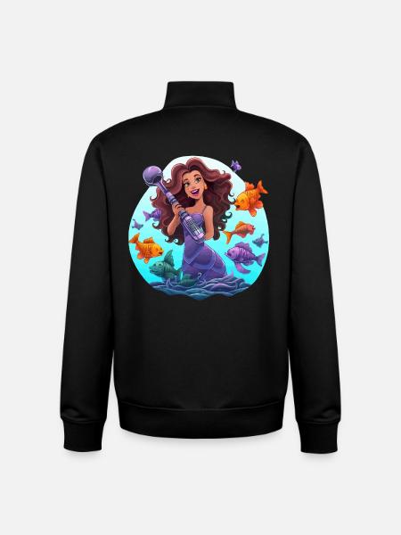 Sea musician with microphone - Unisex Organic Zip Sweatshirt by Stanley/Stella - black