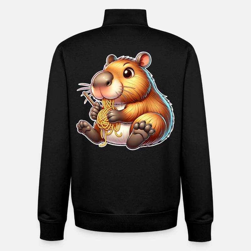 Pâtes à capybara - Sweat zippé unisexe en coton bio Stanley/Stella - noir