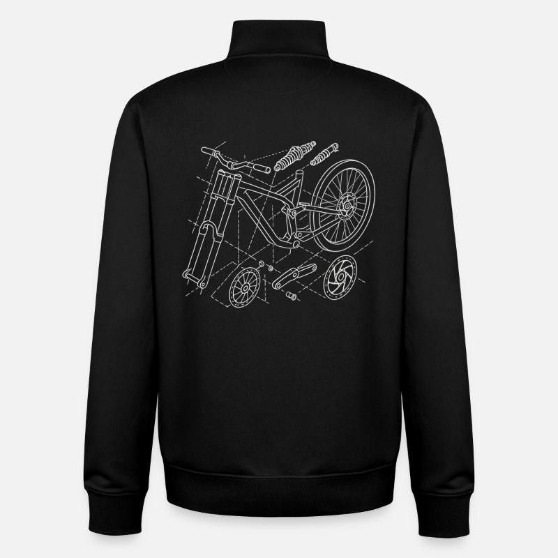 MTB Downhill Geometrie Explosionszeichnung - Unisex Organic Zip Sweatshirt von Stanley/Stella - Schwarz