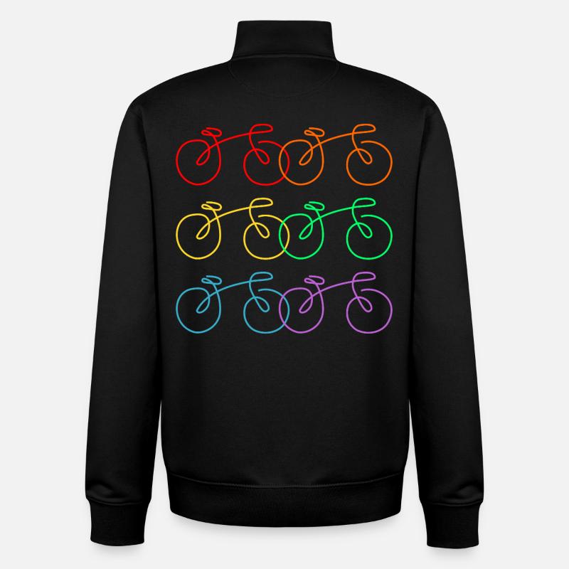 Line drawing bicycles wheel - Unisex Organic Zip Sweatshirt by Stanley/Stella - black