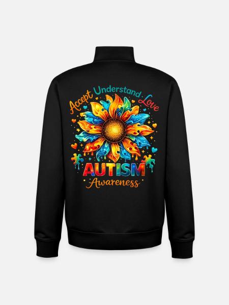 Autismus-Sonnenblumen-Bewusstsein | Buntes Geschenk - Unisex Organic Zip Sweatshirt von Stanley/Stella - Schwarz