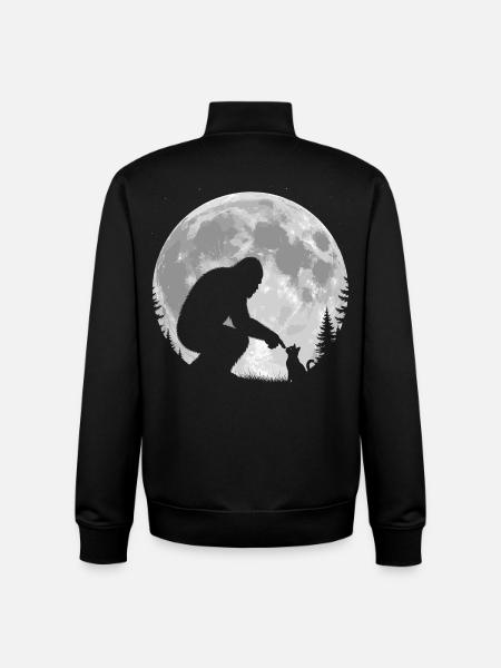 Bigfoot, Cat, Moon, Full Moon, Kitten - Unisex Organic Zip Sweatshirt by Stanley/Stella - black