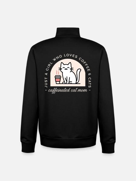 Maman chatte et amoureuse du café - Sweat zippé unisexe en coton bio Stanley/Stella - noir