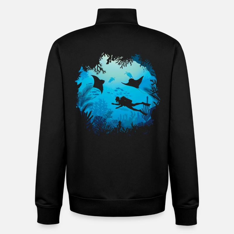 Plongée océanique - Sweat zippé unisexe en coton bio Stanley/Stella - noir