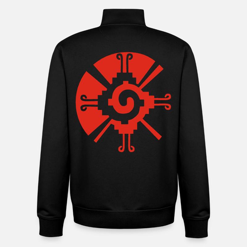 Solar Geometric Pattern (Red) - Unisex Organic Zip Sweatshirt by Stanley/Stella - black