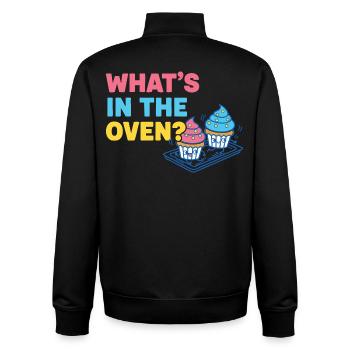 Révélation du sexe : ce qu’il y a dans le four Baby Shower - Sweat zippé unisexe en coton bio Stanley/Stella - noir - Dos - AI Model Male 185 light (185cm)