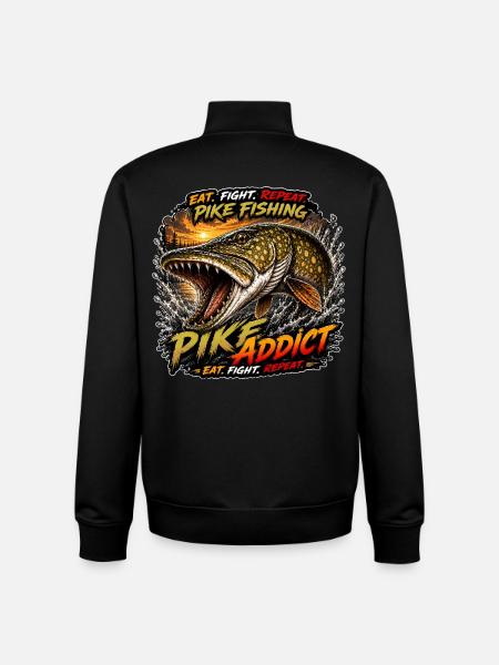 Pike Fishing Addict T-Shirt - Unisex Organic Zip Sweatshirt by Stanley/Stella - black