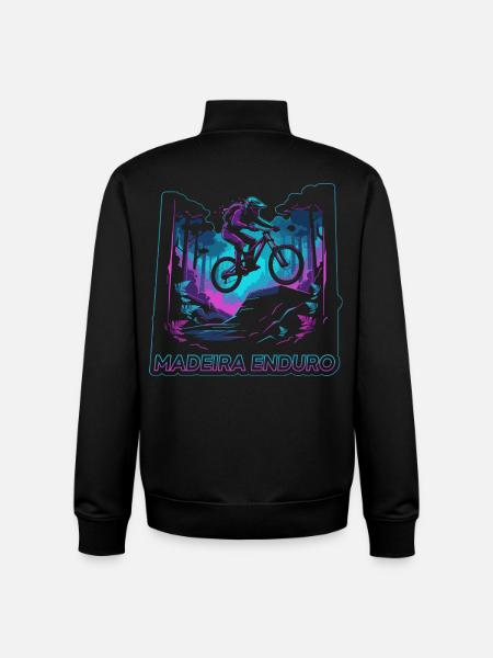 Neon Synthwave Madeira Enduro MTB Jump - Unisex Organic Zip Sweatshirt by Stanley/Stella - black