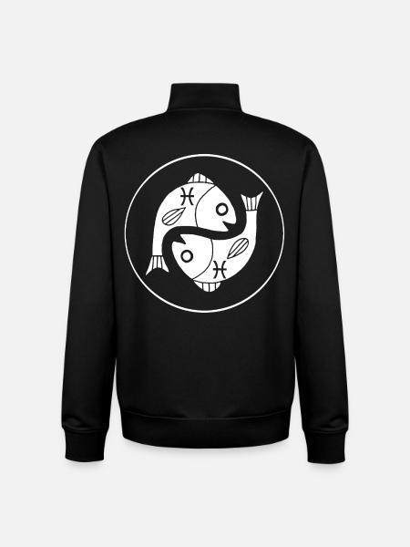 Fish (white) star sign - Unisex Organic Zip Sweatshirt by Stanley/Stella - black