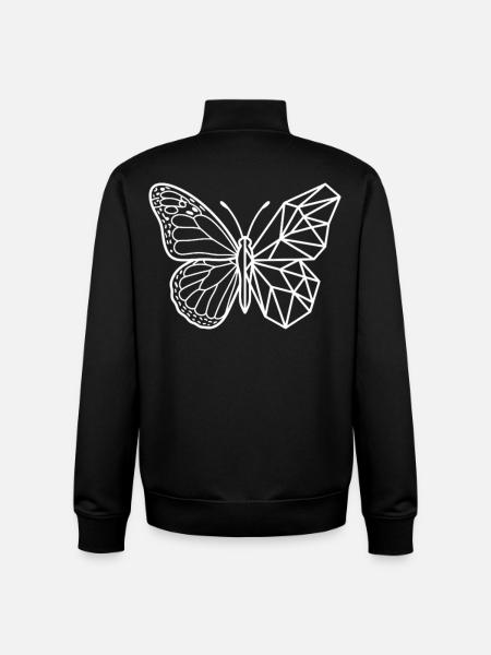 Geometric Butterfly Mandala Line Art - Unisex Organic Zip Sweatshirt by Stanley/Stella - black