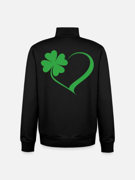 Cœur de trèfle vert - Sweat zippé unisexe en coton bio Stanley/Stella - noir
