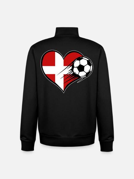 Dänemark Flagge Fußball mit Herz - Unisex Organic Zip Sweatshirt von Stanley/Stella - Schwarz