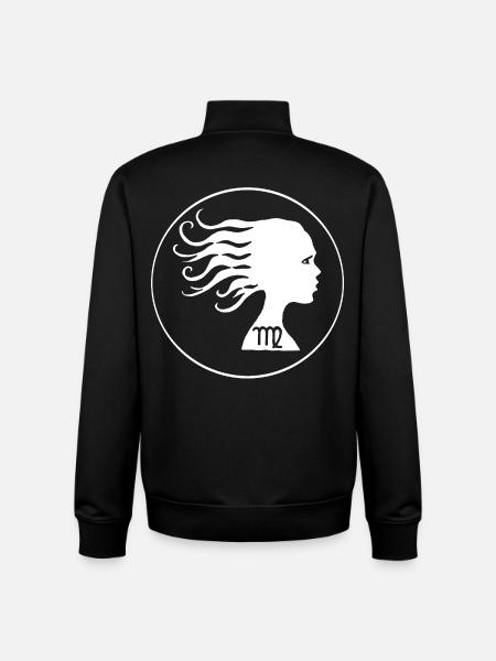 Virgo Star Sign (White) - Unisex Organic Zip Sweatshirt by Stanley/Stella - black