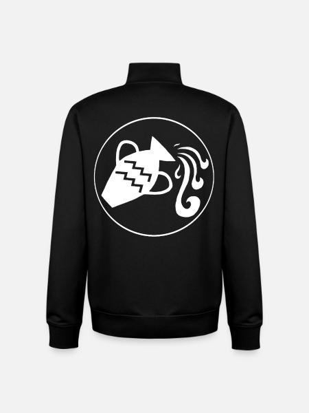 Aquarius Star Sign (White) - Unisex Organic Zip Sweatshirt by Stanley/Stella - black