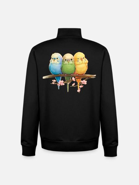 Perruches drôles - Sweat zippé unisexe en coton bio Stanley/Stella - noir