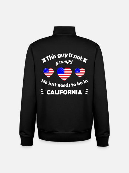 Grumpy Man Needs California - Unisex Organic Zip Sweatshirt by Stanley/Stella - black