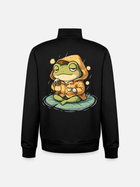 Frog in raincoat - Unisex Organic Zip Sweatshirt by Stanley/Stella - black