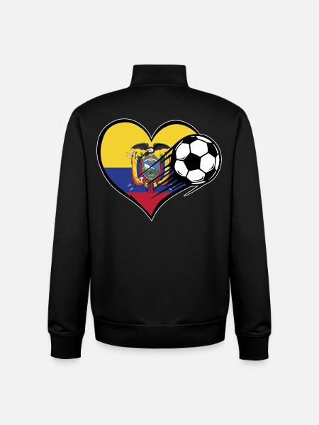 Ecuador Flag Football with Heart - Unisex Organic Zip Sweatshirt by Stanley/Stella - black