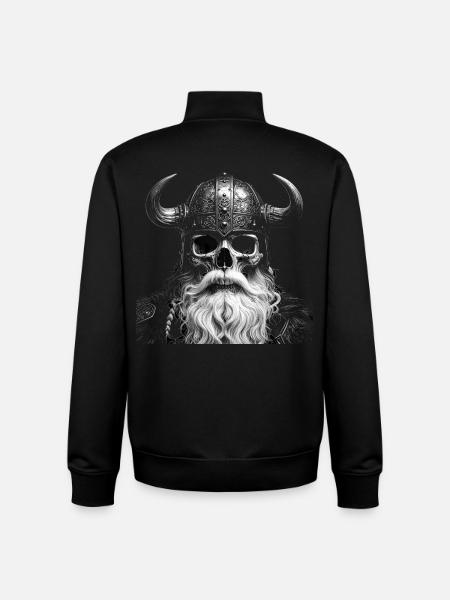 Skeletal Viking with Horned Helmet - Unisex Organic Zip Sweatshirt by Stanley/Stella - black